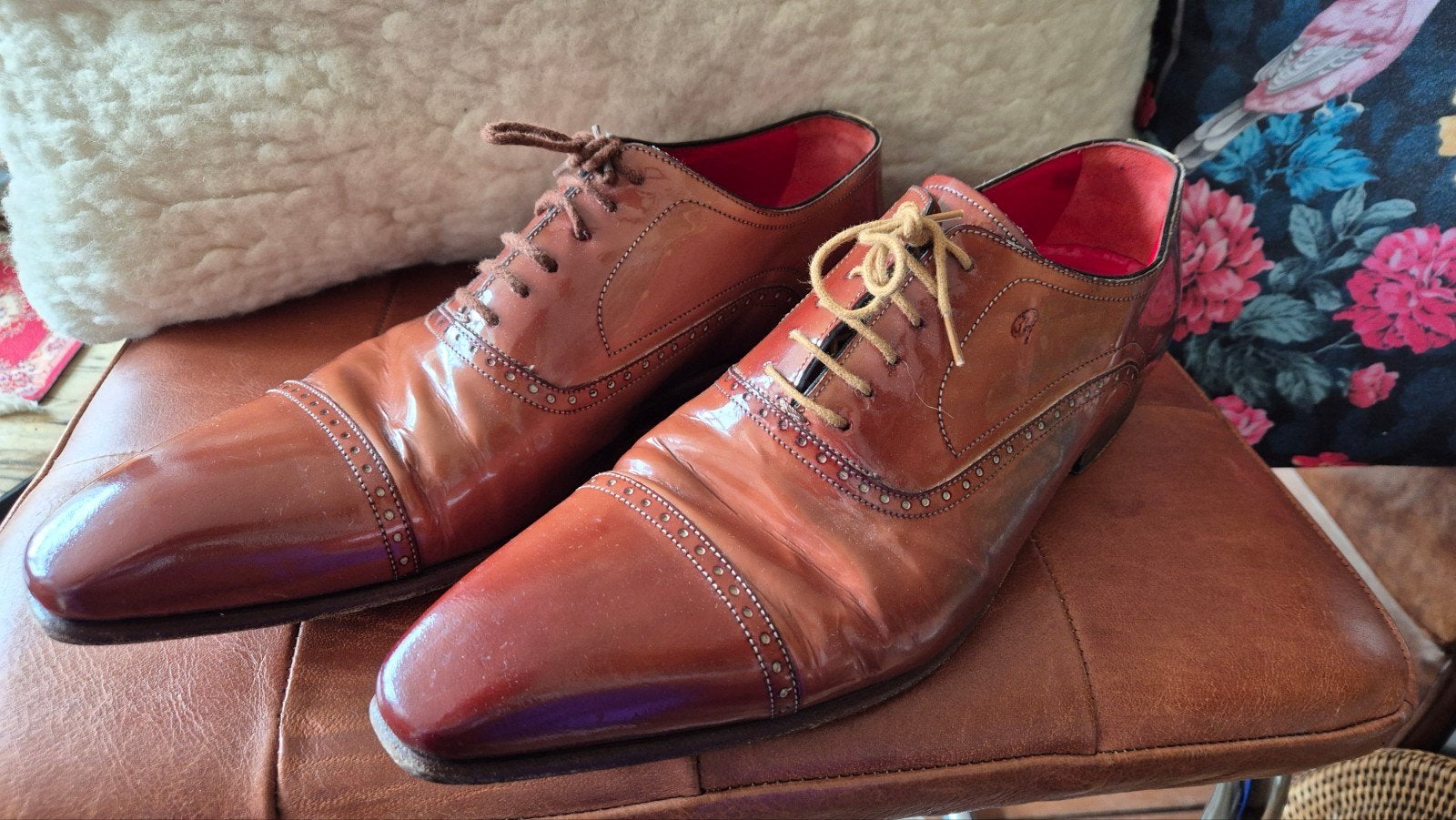 Greve cognac lak leren schoenen mt 44 / 9,5 hele mooie staat, Bruin, Ophalen of Verzenden, Zo goed als nieuw, Greve