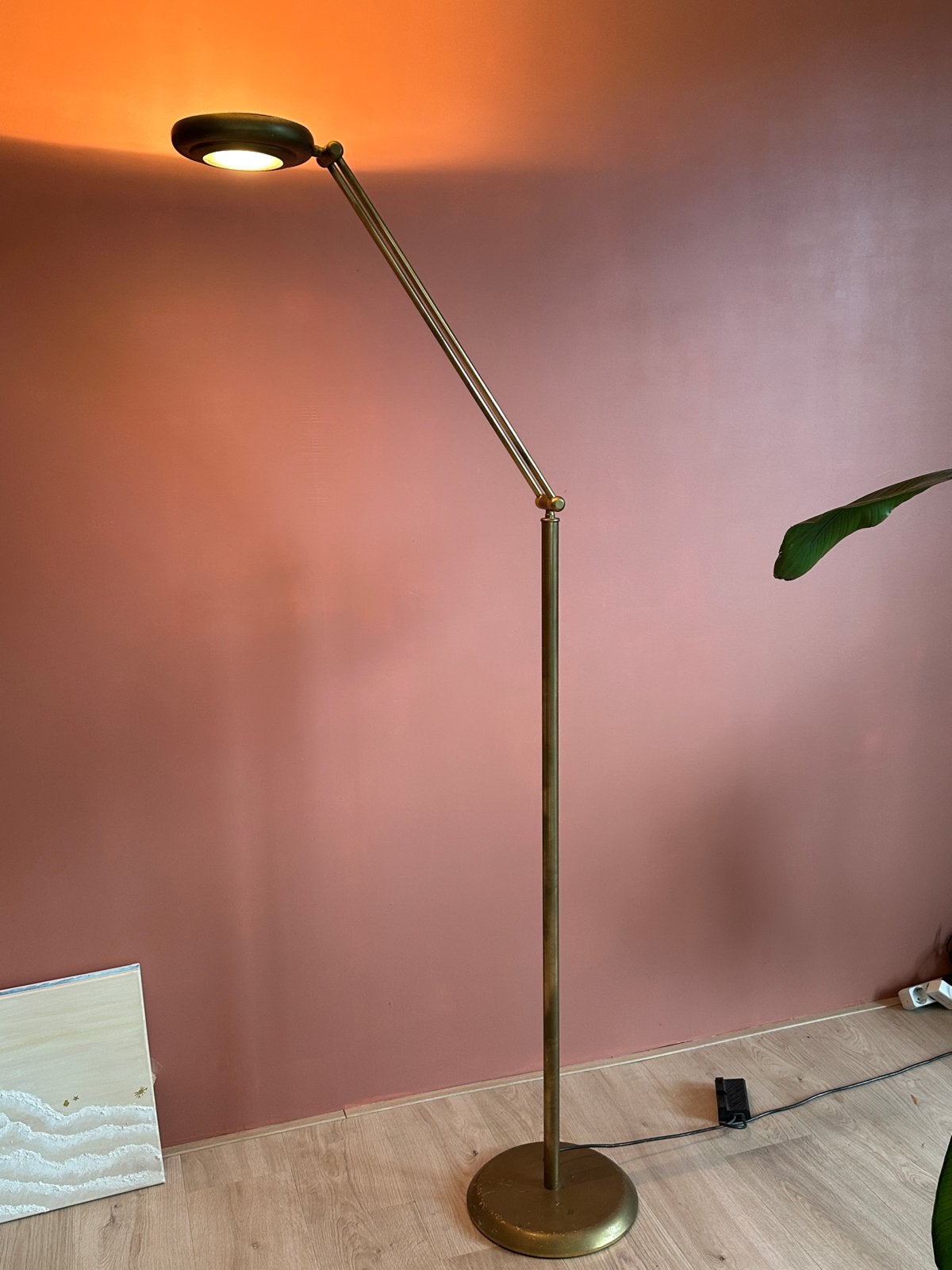 Vloerlamp met verstelbare arm, Huis en Inrichting, Ophalen, Gebruikt, Overige fittingen, Metaal