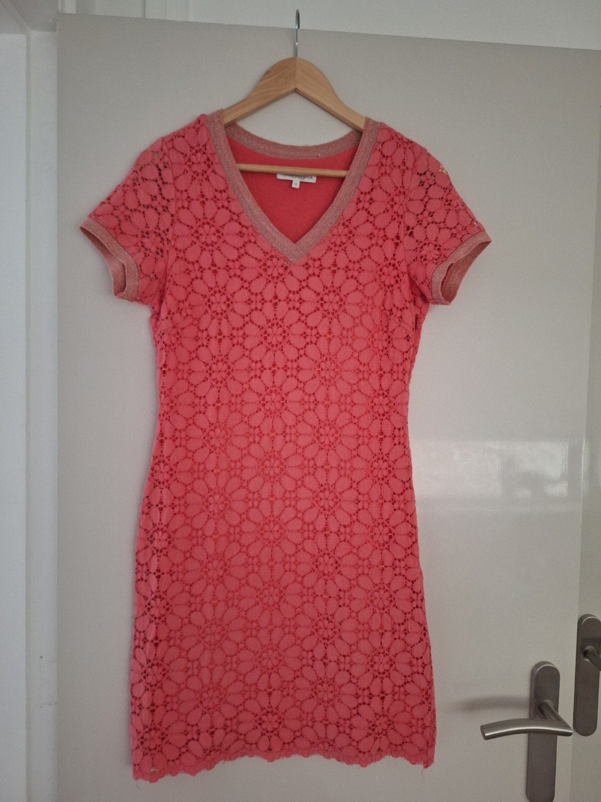 Tramontana koraalkleurig zomerjurkje. Kleine maat S, Kleding | Dames, Ophalen of Verzenden, Zo goed als nieuw, Maat 38/40 (M)