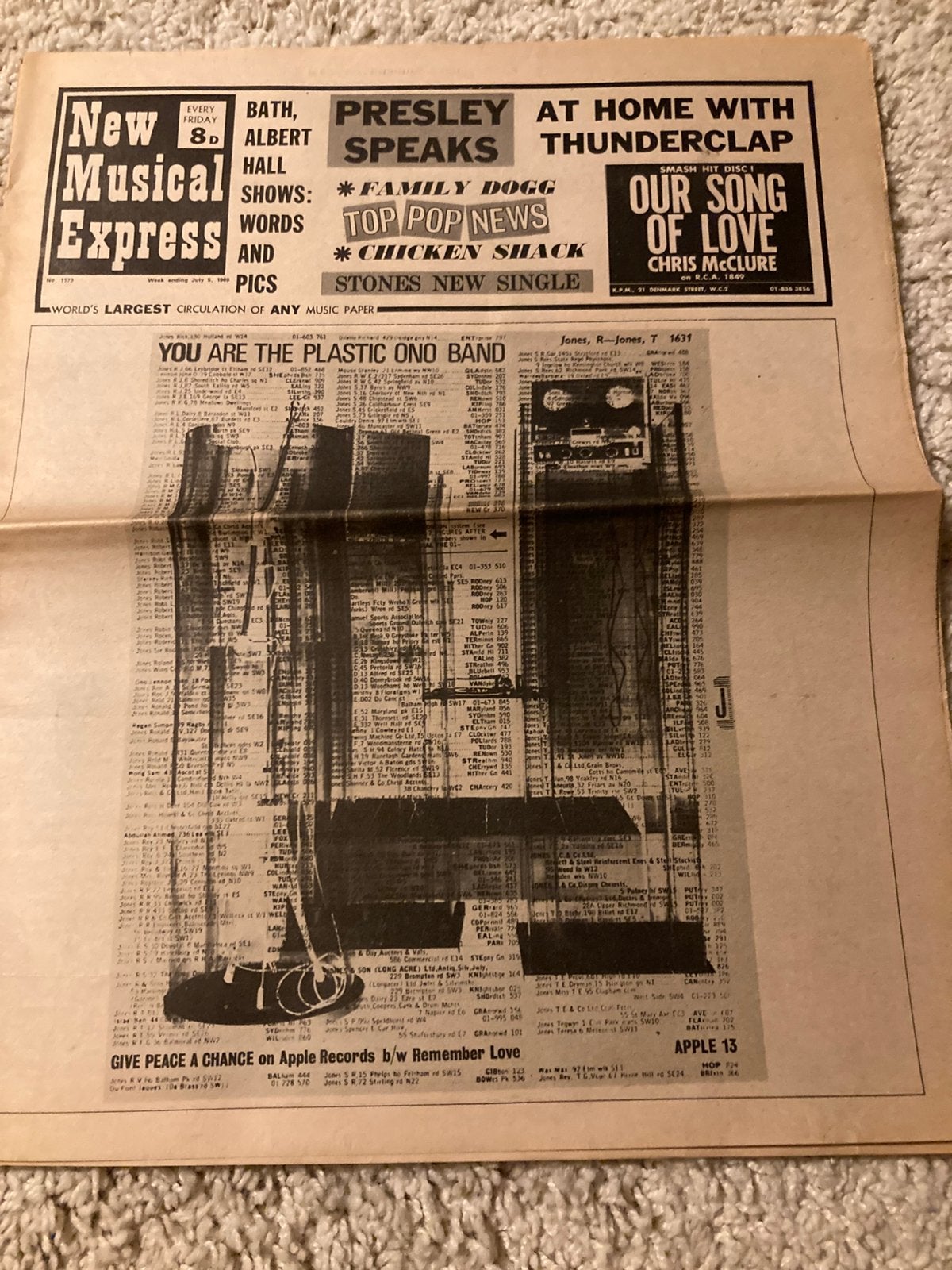 NME 1969 oa CHICKEN SHACK Elvis Presley LED ZEPPELIN, Ophalen of Verzenden, Gelezen, Muziek, Film of Tv