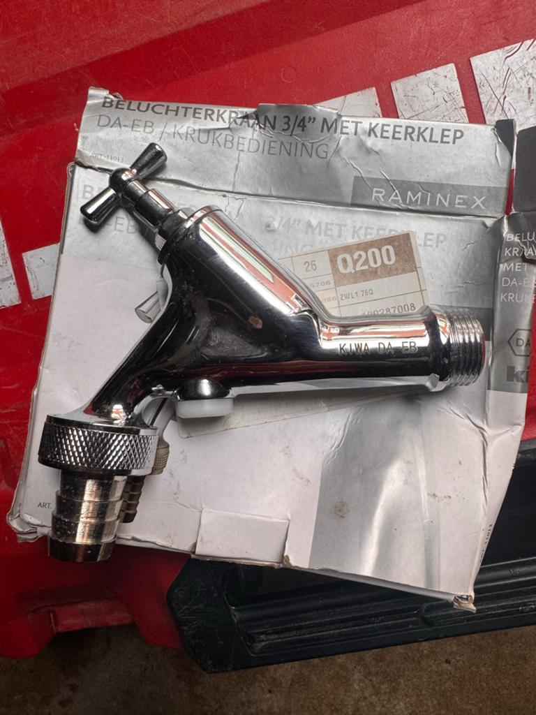 Raminex Beluchterkraan 3/4" met Keerklep, Doe-het-zelf en Verbouw, Ophalen, Nieuw, Chroom, Kraan