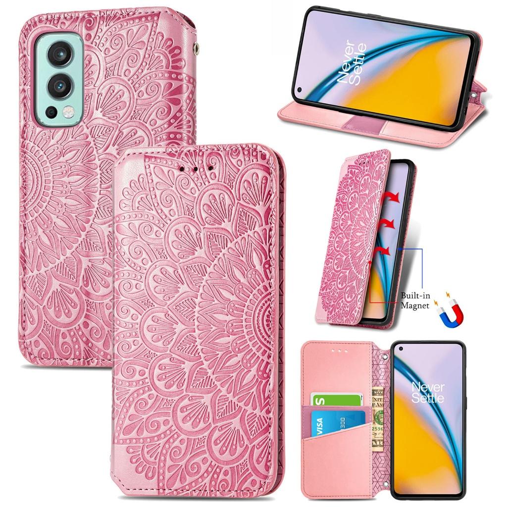 Luxe PU Lederen Wallet Case Set voor OnePlus Nord 2 _ Roze, Verzenden, Nieuw, Hoesje of Tasje