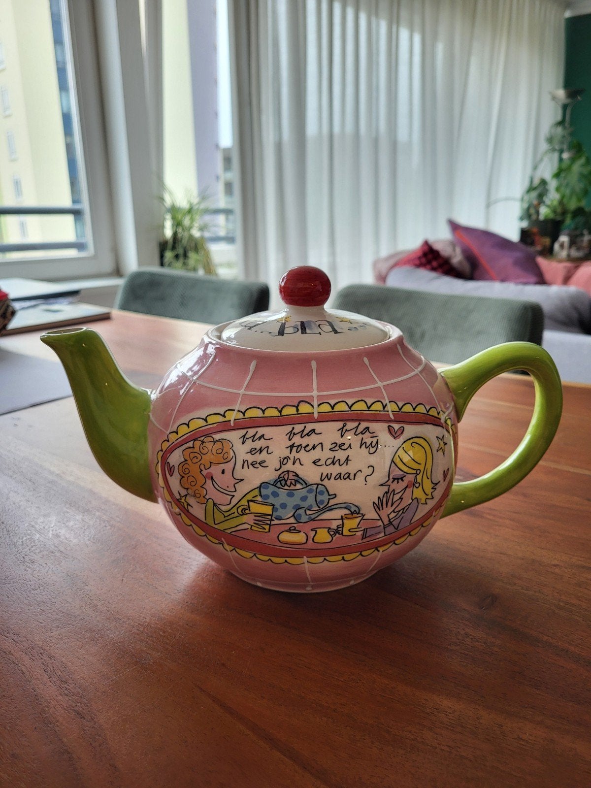 Blond Amsterdam Theepot 'Even Bijkletsen', Keramiek, Ophalen of Verzenden, Zo goed als nieuw, Theepot