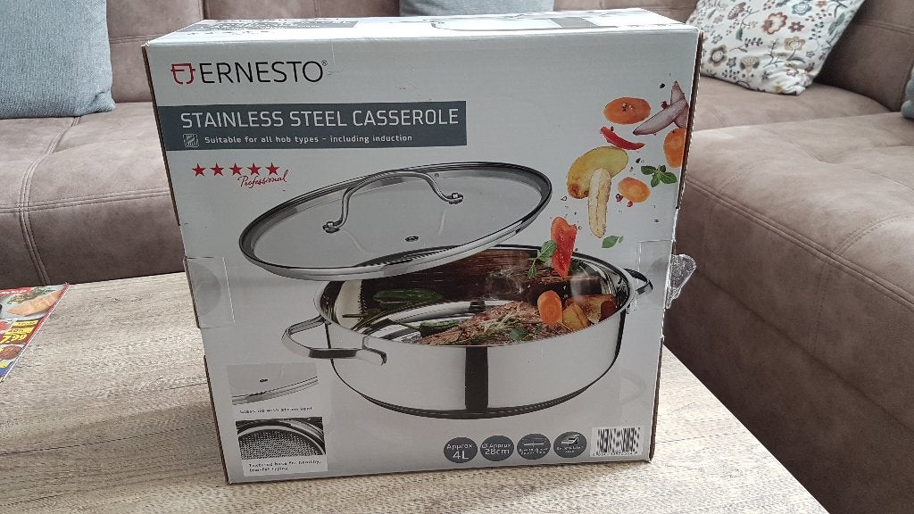 Ernesto RVS Hapjespan / Serveerpan 4L, Huis en Inrichting, Ophalen, Nieuw, Rvs, Overige typen