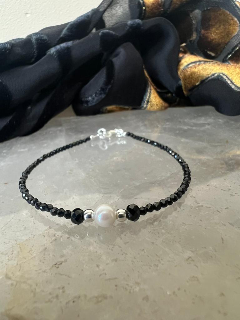 AKOYA zoutwater parel spinel beschermt welvaart succes magie, Met bedels of kralen, Zwart, Nieuw, Ophalen of Verzenden