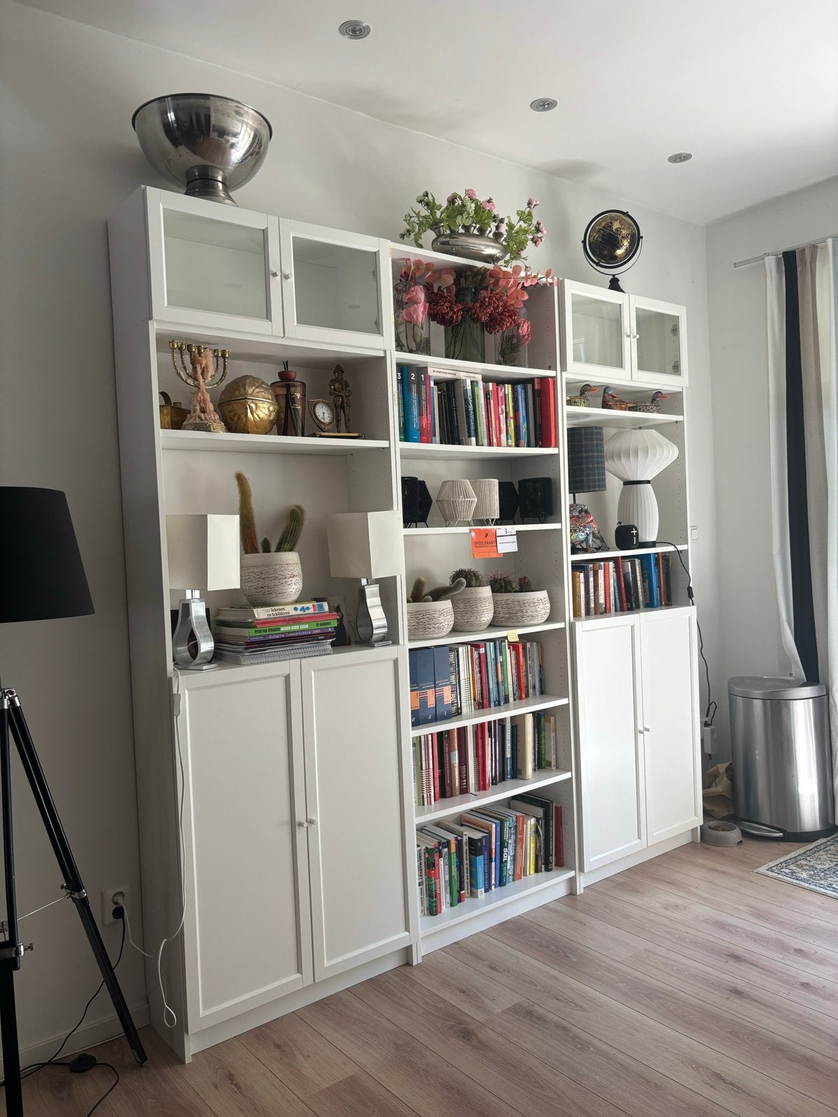 3x IKEA Billy kasten met halve deuren en vitrinedelen, Ophalen, Gebruikt, 200 cm of meer, 150 tot 200 cm