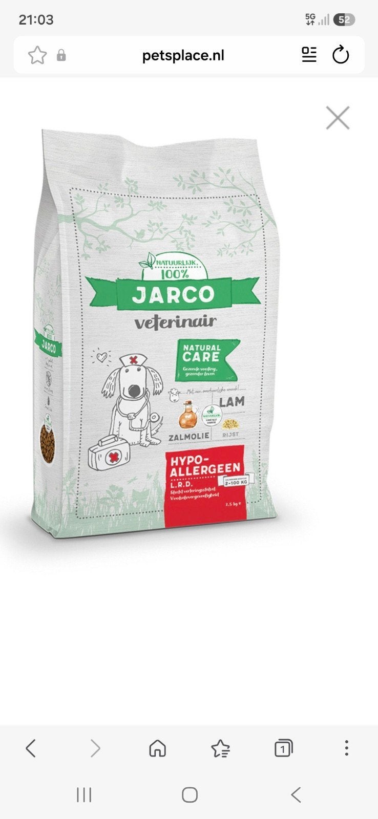 10kg jarco hypoallergeen lam/rijst hondenvoer, Ophalen, Hond