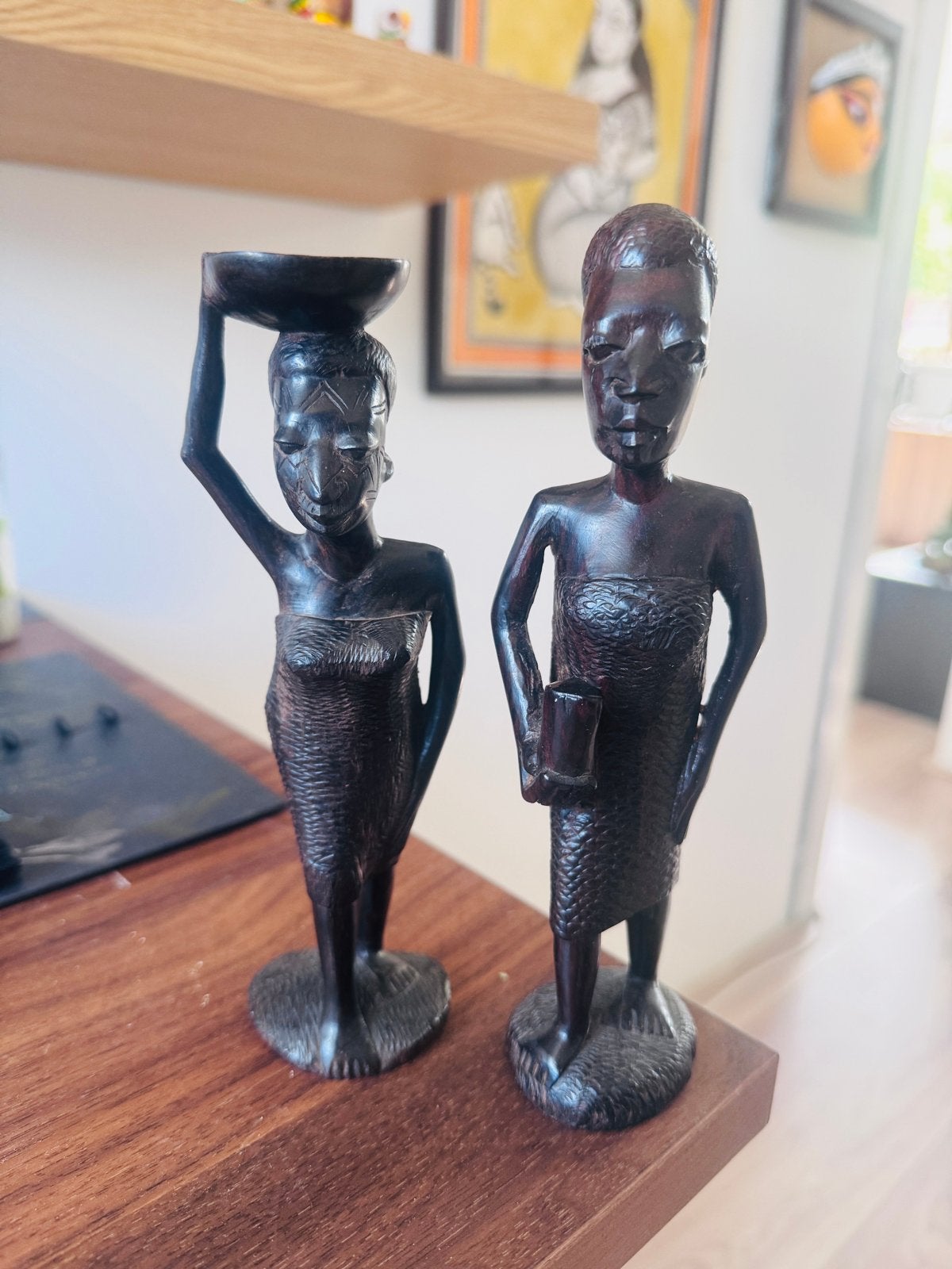 Vintage Afrikaanse handgemaakte houten beeldjes, Antiek en Kunst, Ophalen of Verzenden