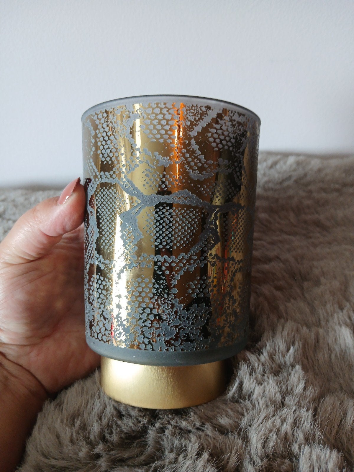 Light & Living windlicht met slangenprint, Windlicht, Ophalen of Verzenden, Light & Living, Goud