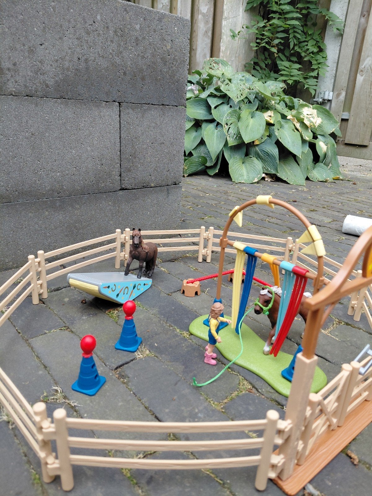 Schleich paarden speelset met accessoires en poppetje, Verzamelen, Speelgoed, Ophalen of Verzenden, Gebruikt