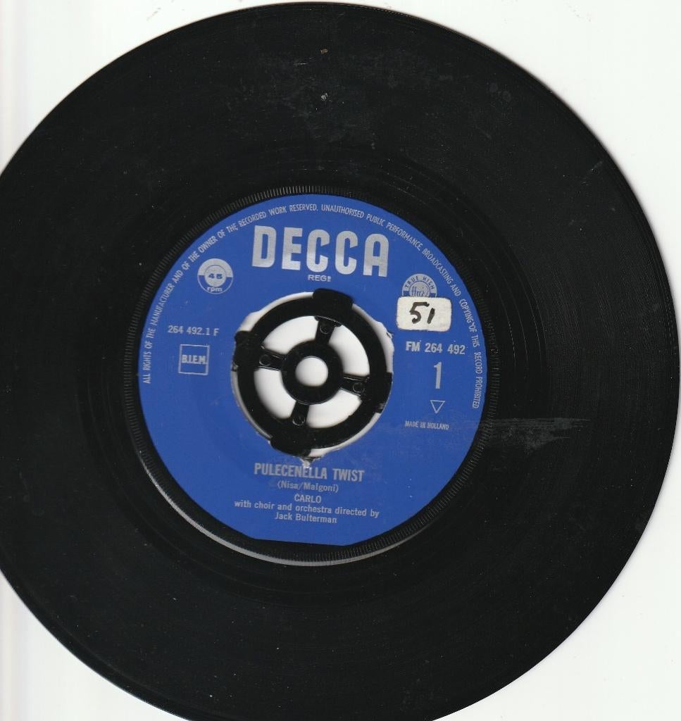 Carlo [Radio Veronica] Pulecenella Twist & Pinne 1963, Cd's en Dvd's, Vinyl Singles, Ophalen, Gebruikt, Pop