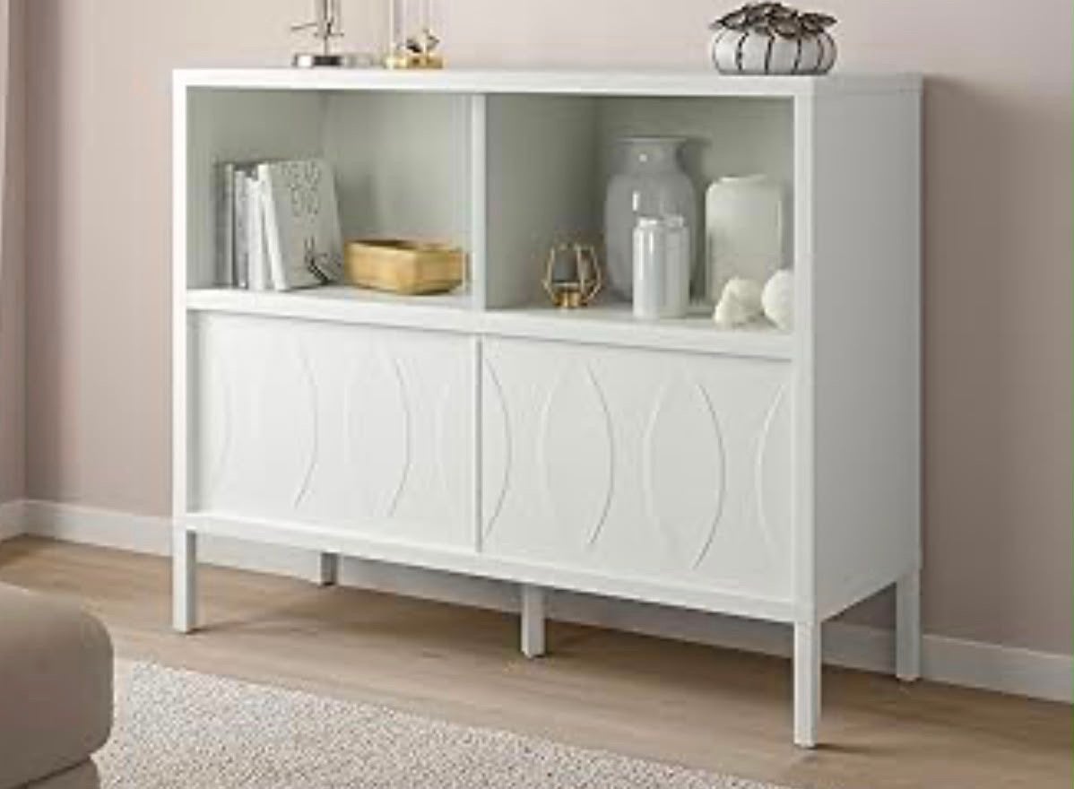 IKEA Kalknäs vitrinekast wit - zo goed als nieuw, Ophalen, 100 tot 150 cm, Minder dan 100 cm, 25 tot 50 cm