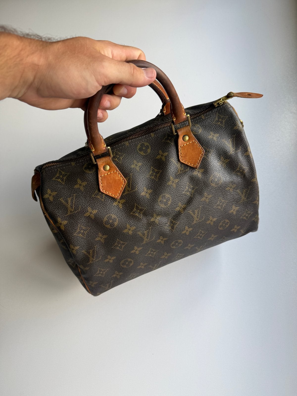 Louis Vuitton Speedy 25 Monogram Handtas, Ophalen of Verzenden, Gebruikt, Bruin, Handtas