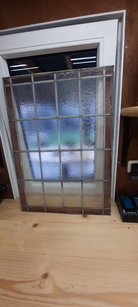Glas in lood raam 56 x 79 cm, Ophalen, Gebruikt, Minder dan 80 cm, Minder dan 80 cm