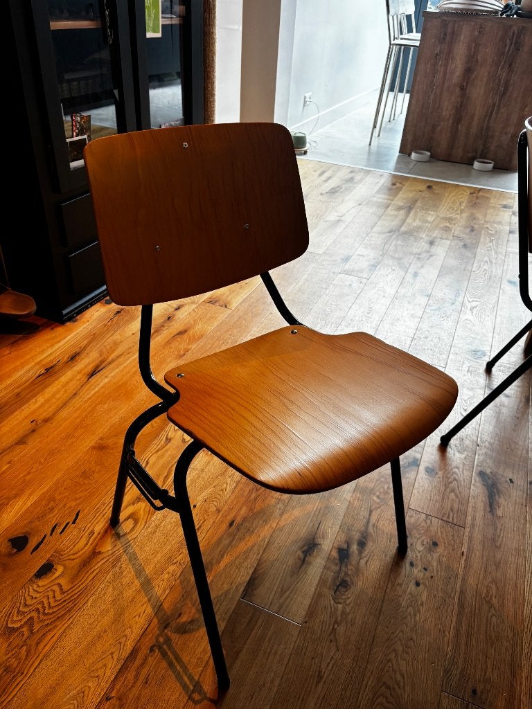 Vintage schoolstoelen €25 p.s, Ophalen, Gebruikt, Bruin, Vintage