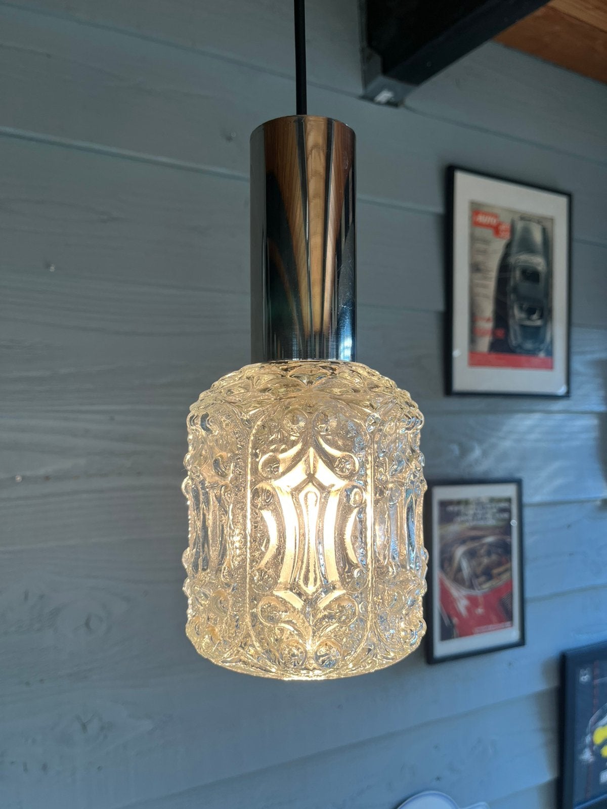 Vintage kristallen hanglamp mid-century Bankamp Leuchten, Gebruikt, Mid century vintage retro, E14 (klein), Ophalen of Verzenden