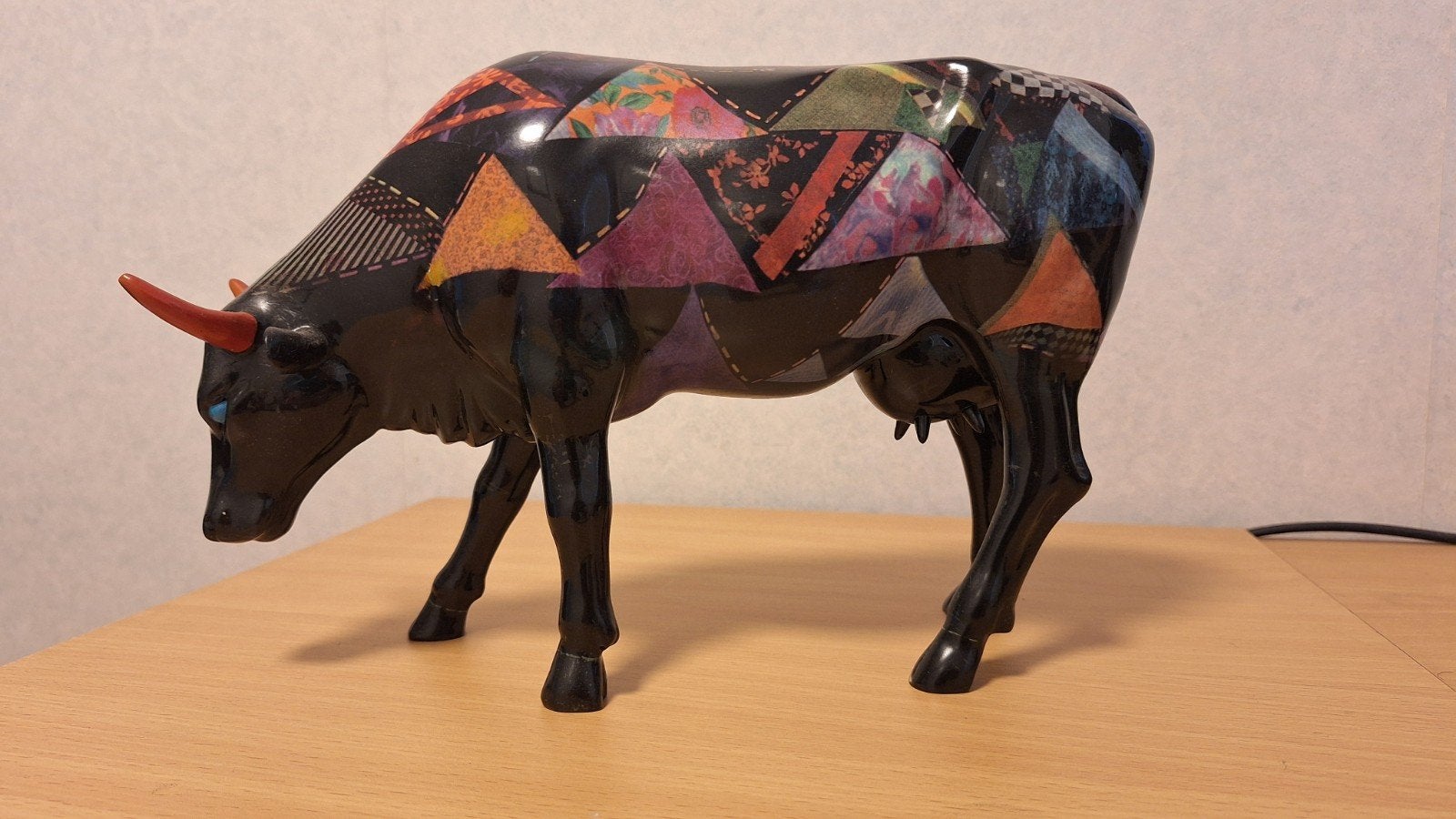 Decoratieve Koe Sculptuur - Zwart met Patroon, Ophalen, Zoogdier, 20 - 50 cm, Overige materialen