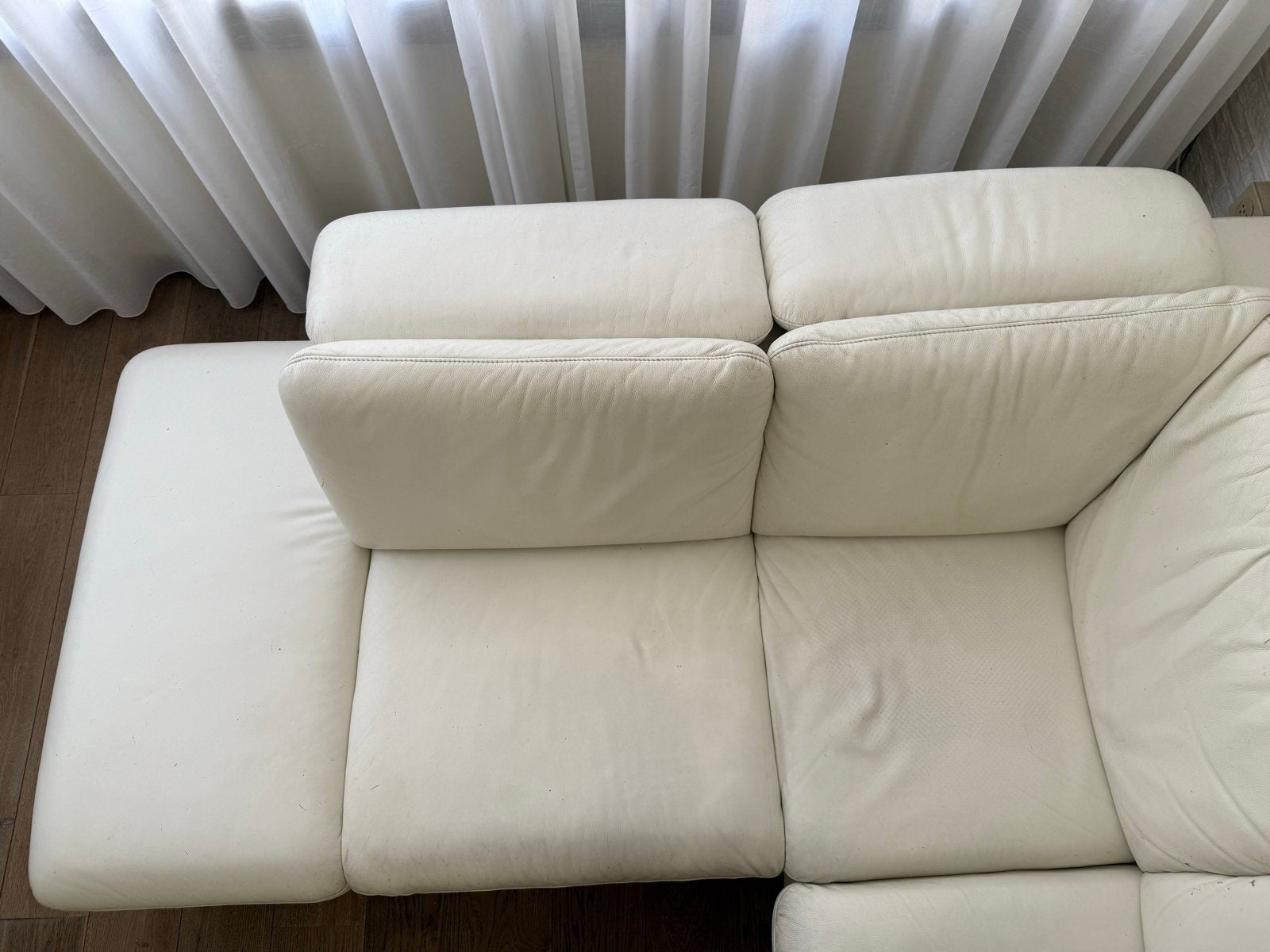 Leren hoekbank - wit, comfortabel en tijdloos design, Ophalen, 250 tot 300 cm, Gebruikt, 100 tot 125 cm