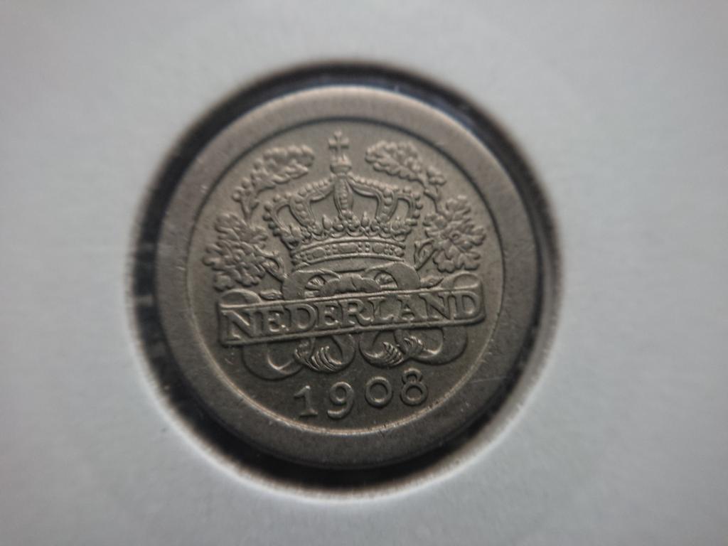 5 cent of stuiver 1908 unc-, Ophalen of Verzenden, Koningin Wilhelmina, 5 cent