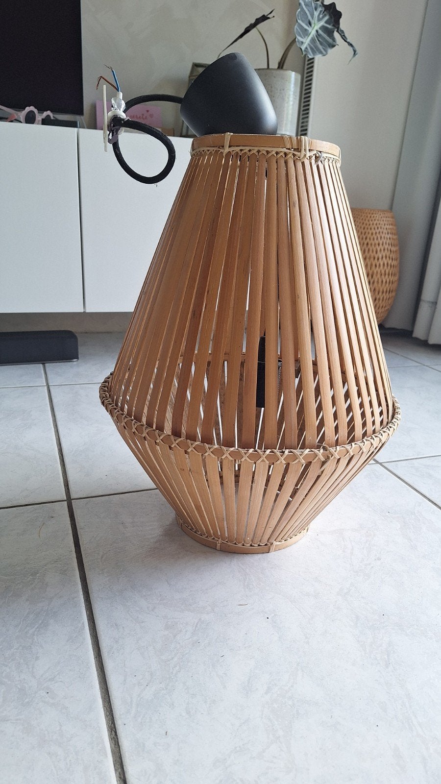 IKEA JASSA hanglamp  – bamboe – gebruikt, Ophalen, Gebruikt, Rond, Binnen