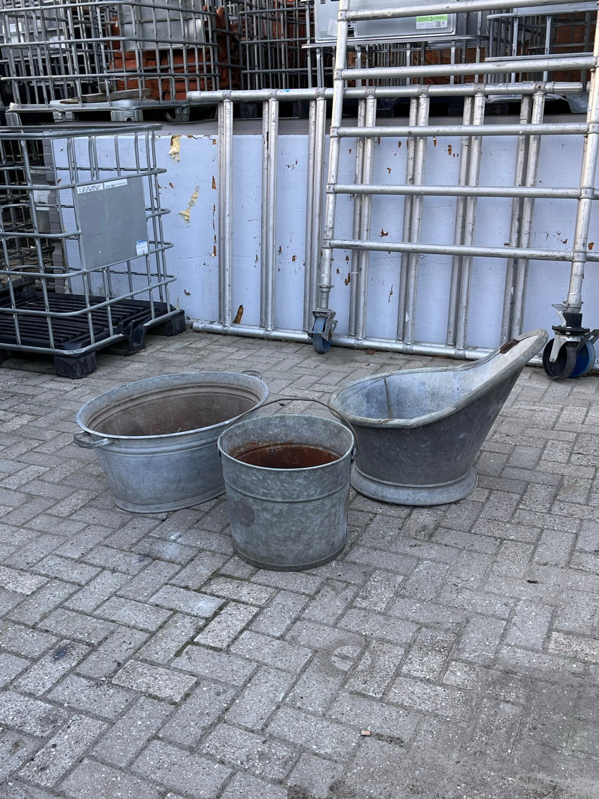 Set van 3 Zinken Kuipen en Emmer, Ophalen of Verzenden