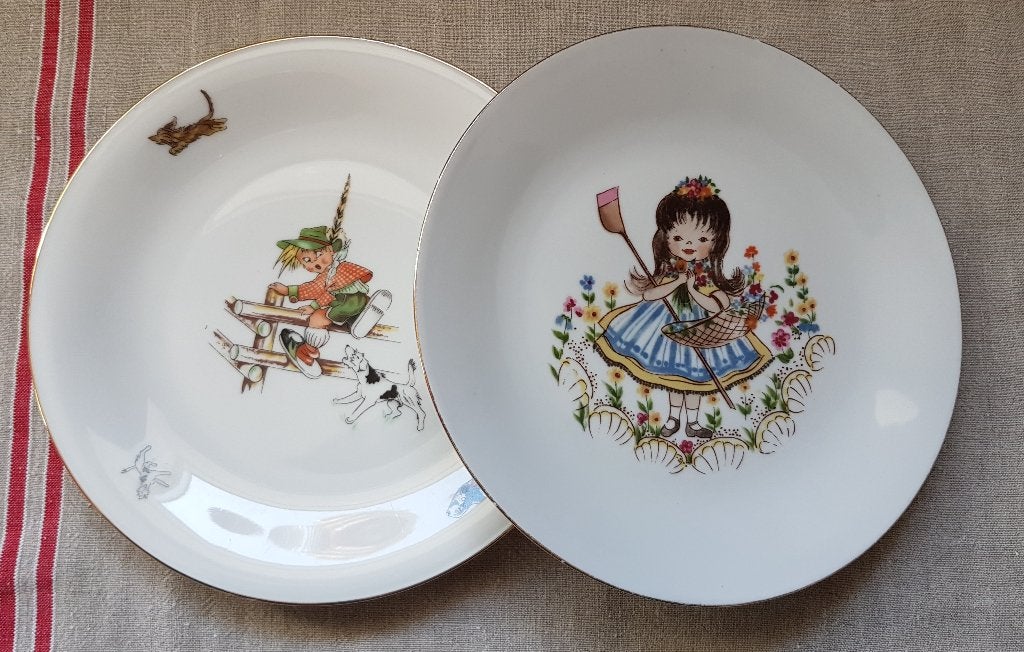 Kahla Kinderborden - Set van 2 Vintage Borden, Ophalen of Verzenden