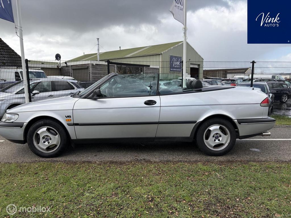 Saab 900 Cabrio 2.5 V6 SE, Auto's, Saab, Zwart, Cabriolet, 4 stoelen, 2498 cc