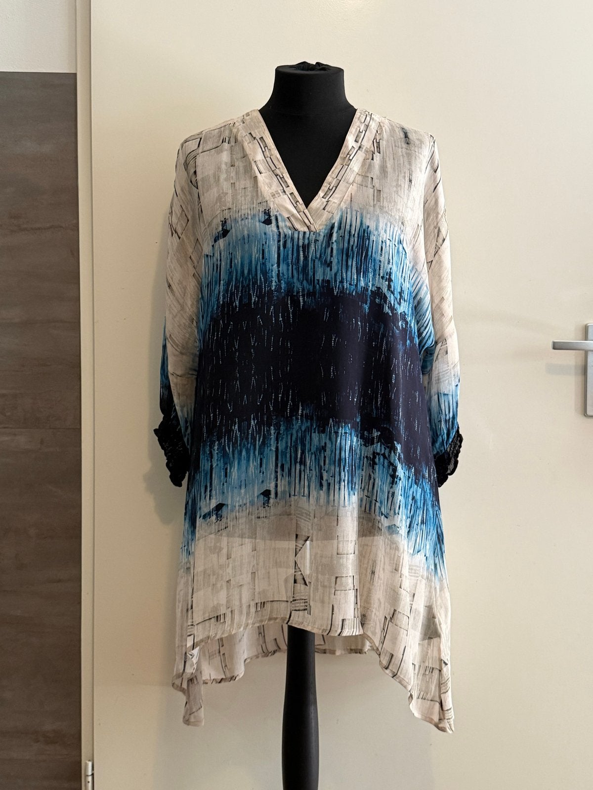 NÜ Denmark Viscose Tuniek XXL - Blauw/beige print, Kleding | Dames, Ophalen of Verzenden, Zo goed als nieuw, Maat 46/48 (XL) of groter