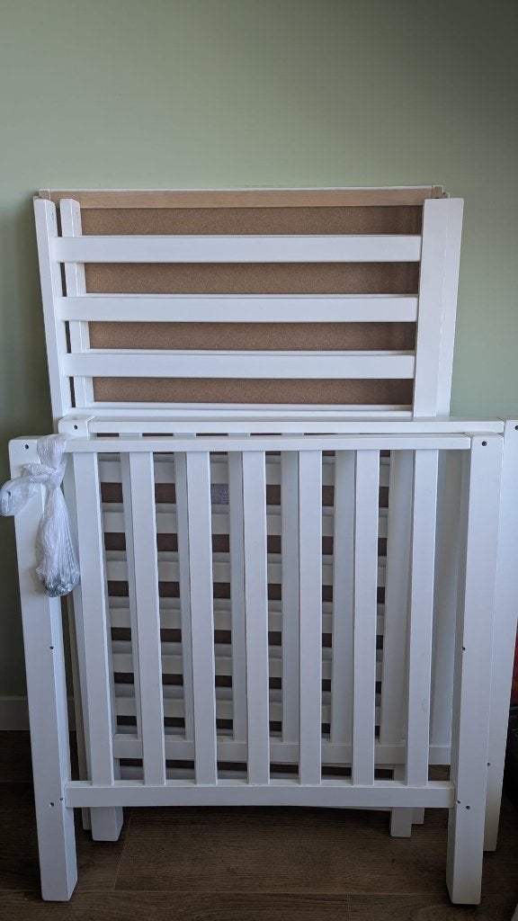 Tweelingbox wit 120x80 cm inclusief boxkleed, Ophalen, Gebruikt, Rechthoekig, In hoogte verstelbaar