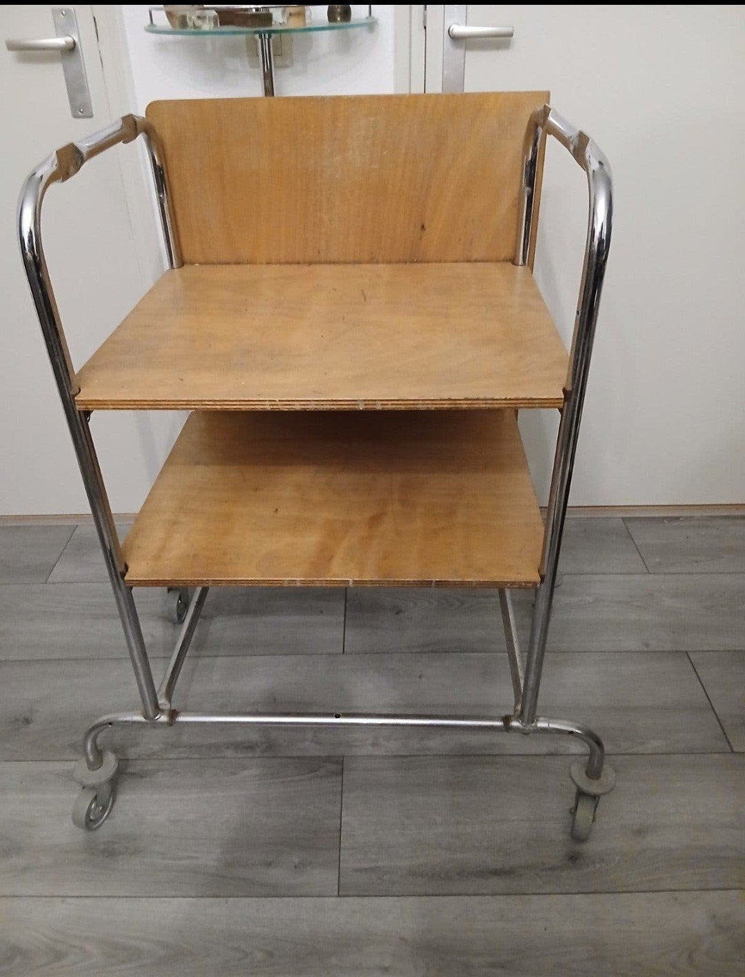 Vintage serveerwagen / trolley met 2 planken, Ophalen of Verzenden, Gebruikt