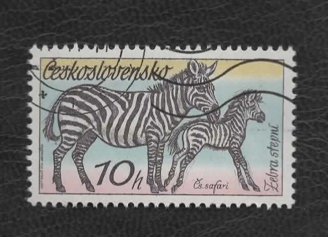 Fauna - Dieren - Zebra - Tsjechoslowakije - 10h - gebr, Ophalen of Verzenden, Gestempeld, Dier of Natuur