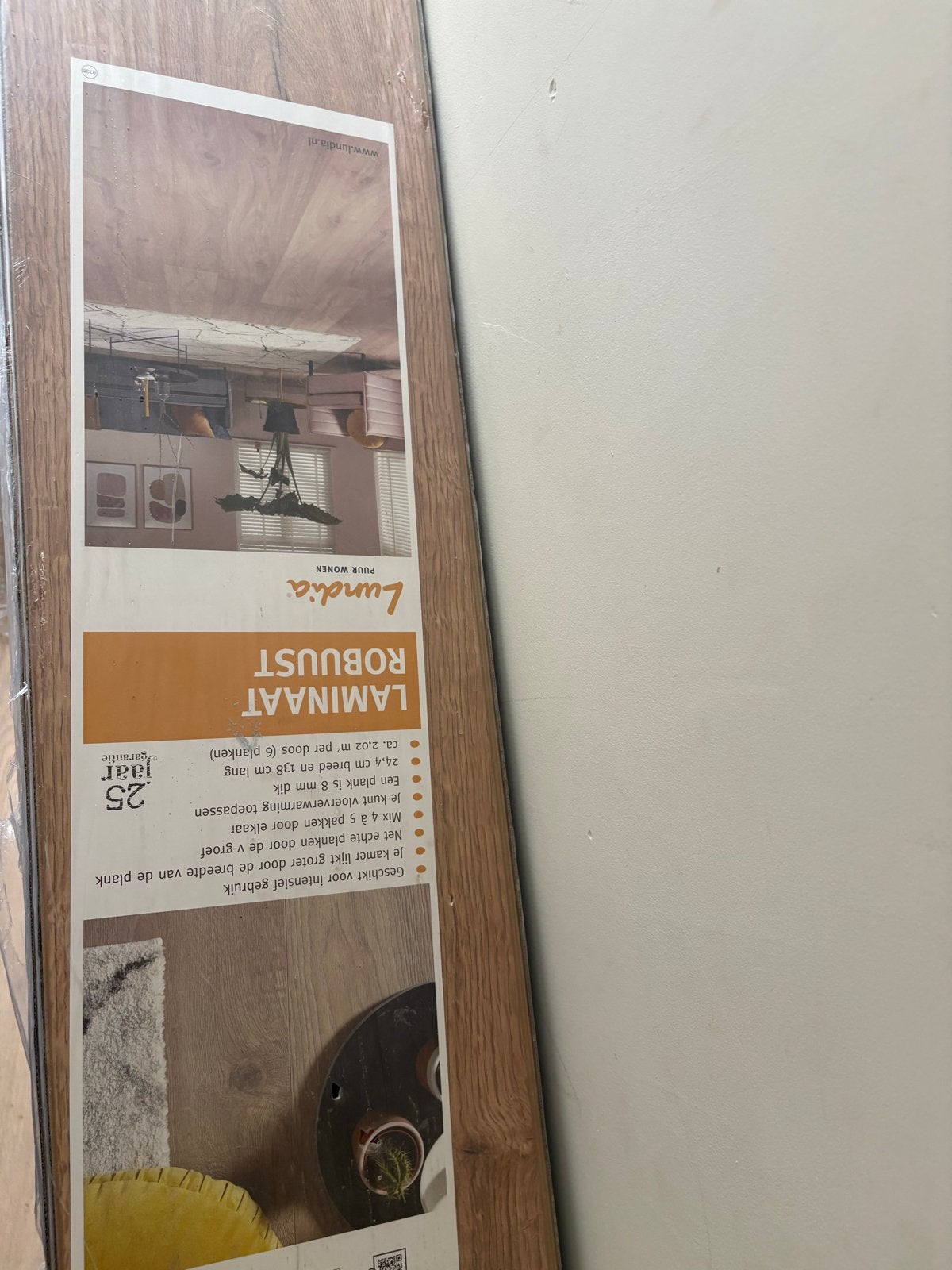 Lundia Robuust Laminaat Gillis 8mm - Nieuw in verpakking, Huis en Inrichting, Stoffering | Vloerbedekking, Ophalen, Bruin, Nieuw