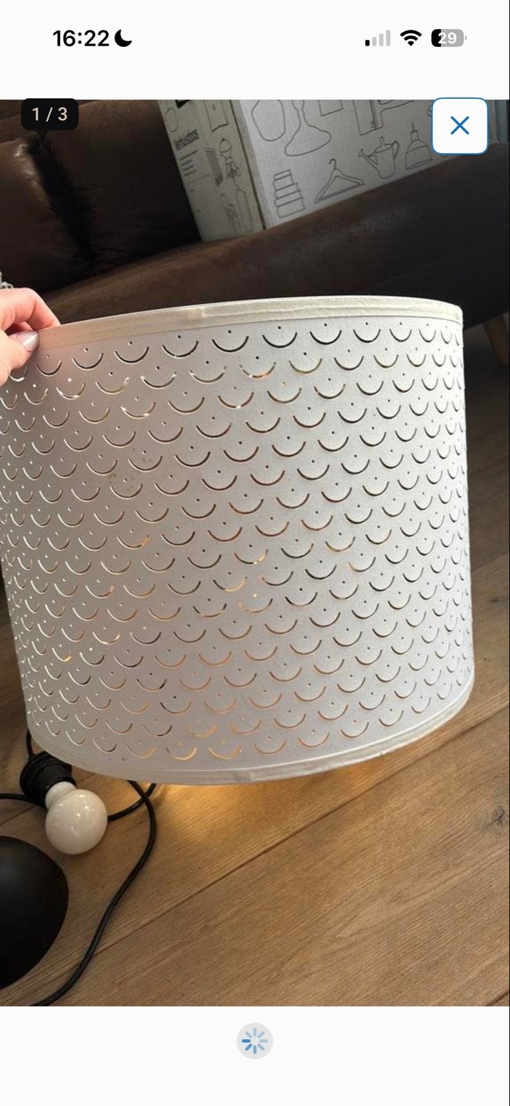 IKEA NYMÖ lampenkap wit met goudkleurige binnenkant, Gebruikt, Wit, Rond, Ophalen