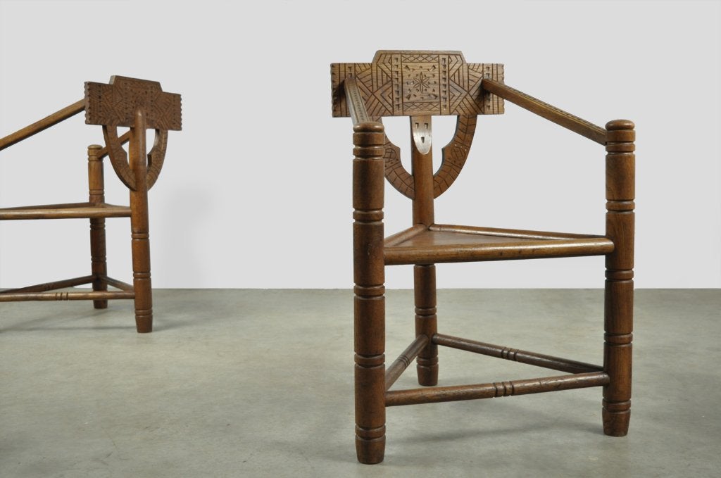 Vintage Scandinavische eiken Monnik stoelen, Zweden 1950s, Huis en Inrichting, Stoelen, Gebruikt, Bruin, Scandinavisch, Ophalen of Verzenden