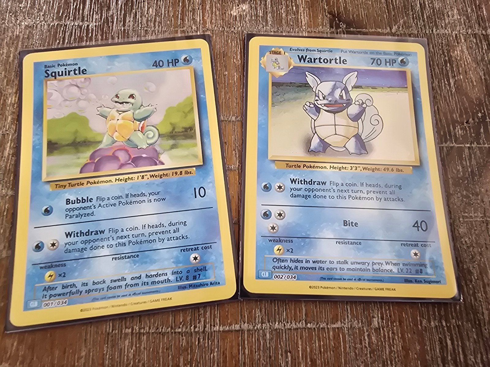Pokémon kaarten Squirtle 001/034 & Wartortle 002/034 CLB, Hobby en Vrije tijd, Ophalen