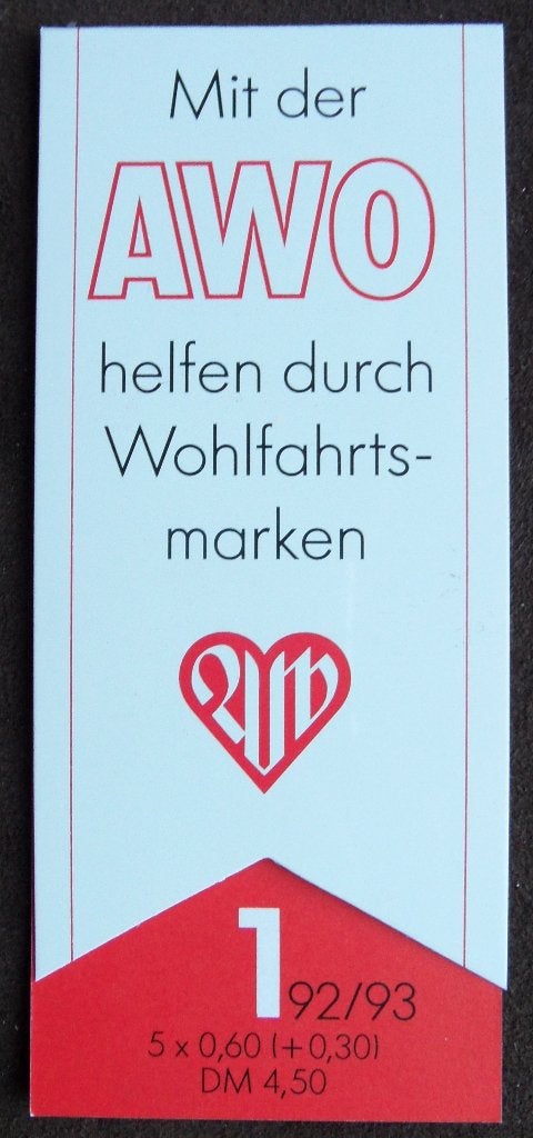 Postzegelboekje Duitsland – AWO hulpverlening  1992/93 DB, Ophalen of Verzenden, 1990 tot heden, Postfris