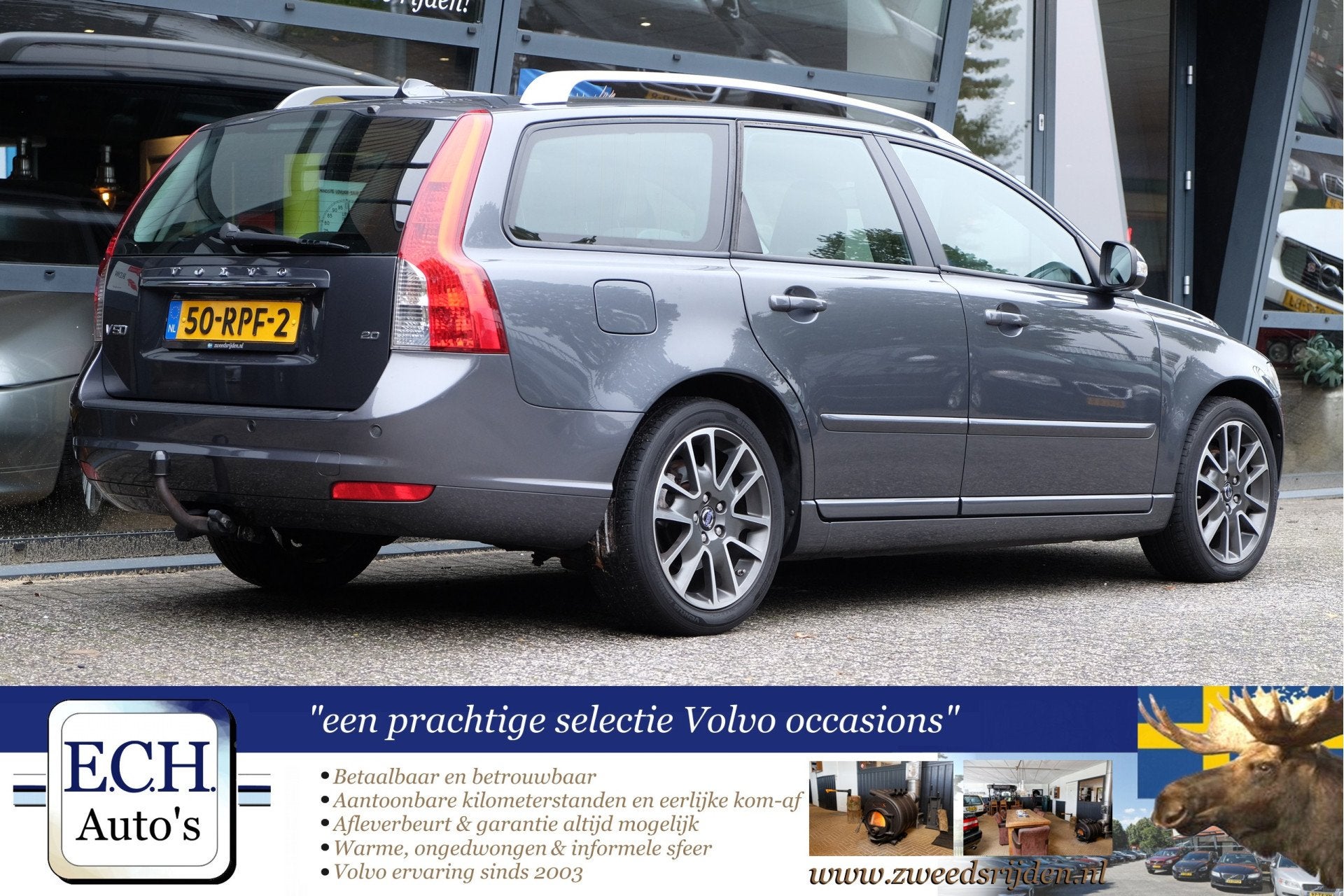 Volvo V50 2.0 145 pk Business Pro Edition, Leer, 17 inch, Tr, Gebruikt, 4 cilinders, Met garantie (alle), 1279 kg