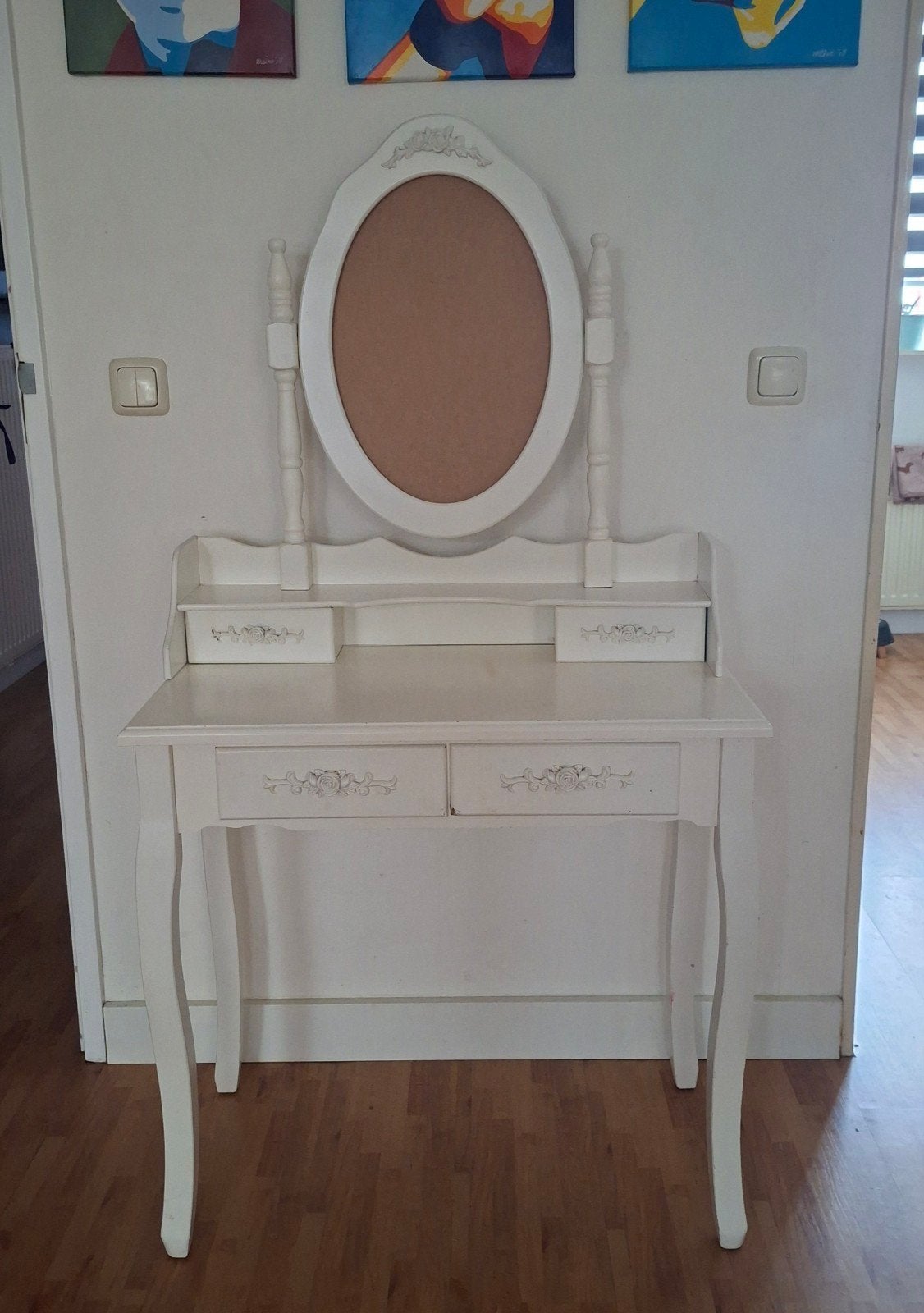 Witte kaptafel zonder spiegel, Ophalen, Gebruikt, 50 tot 100 cm, Brocante