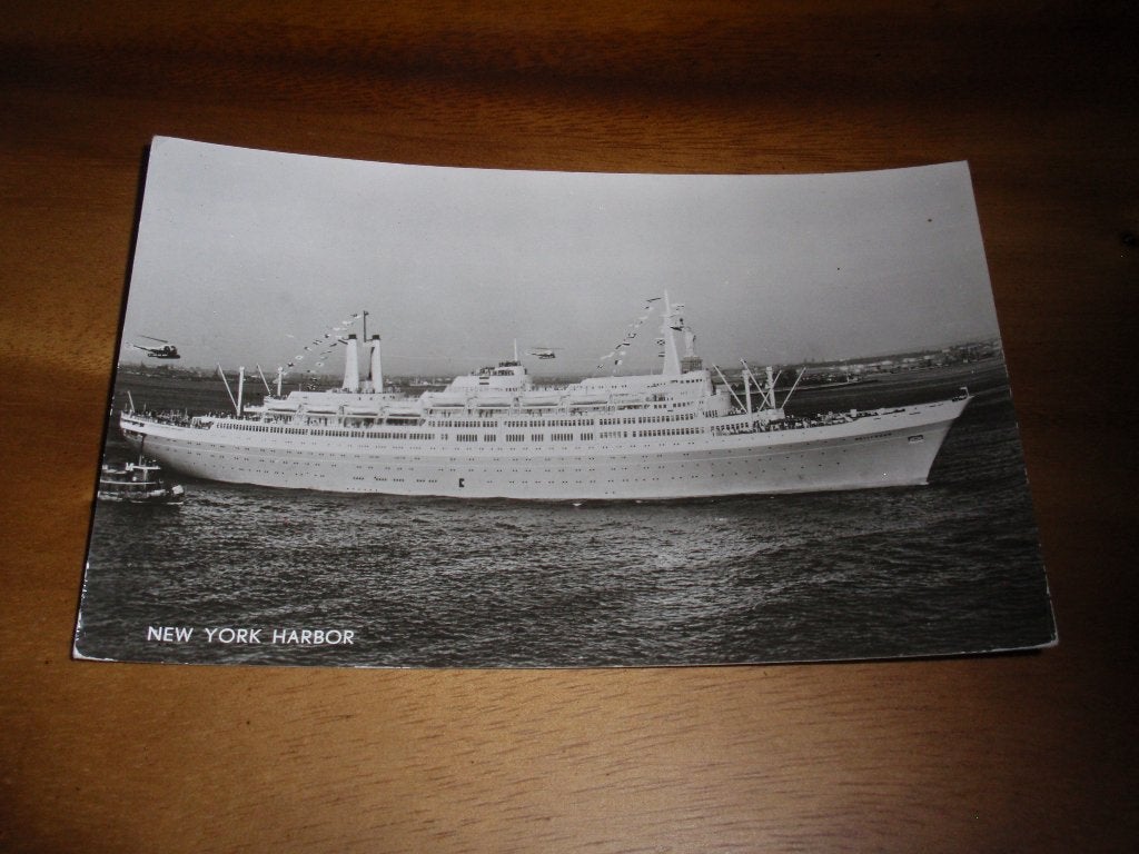 ss Rotterdam in Haven New York Schip Scheepvaart, Verzamelen, Verzenden, 1940 tot 1960, Ongelopen, Voertuig