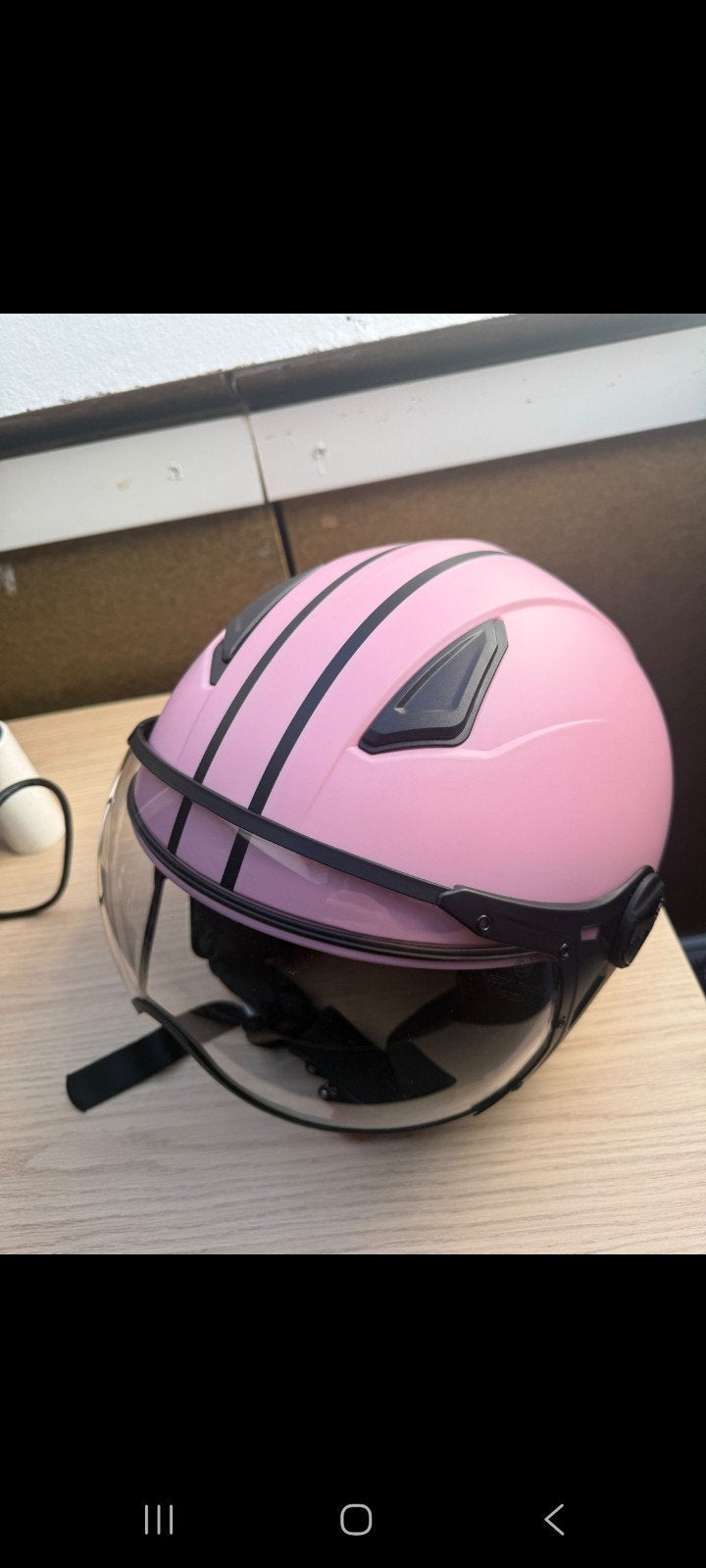 Roze scooterhelm met vizier - Maat M, Ophalen of Verzenden, Zo goed als nieuw, Medium, Onbekend