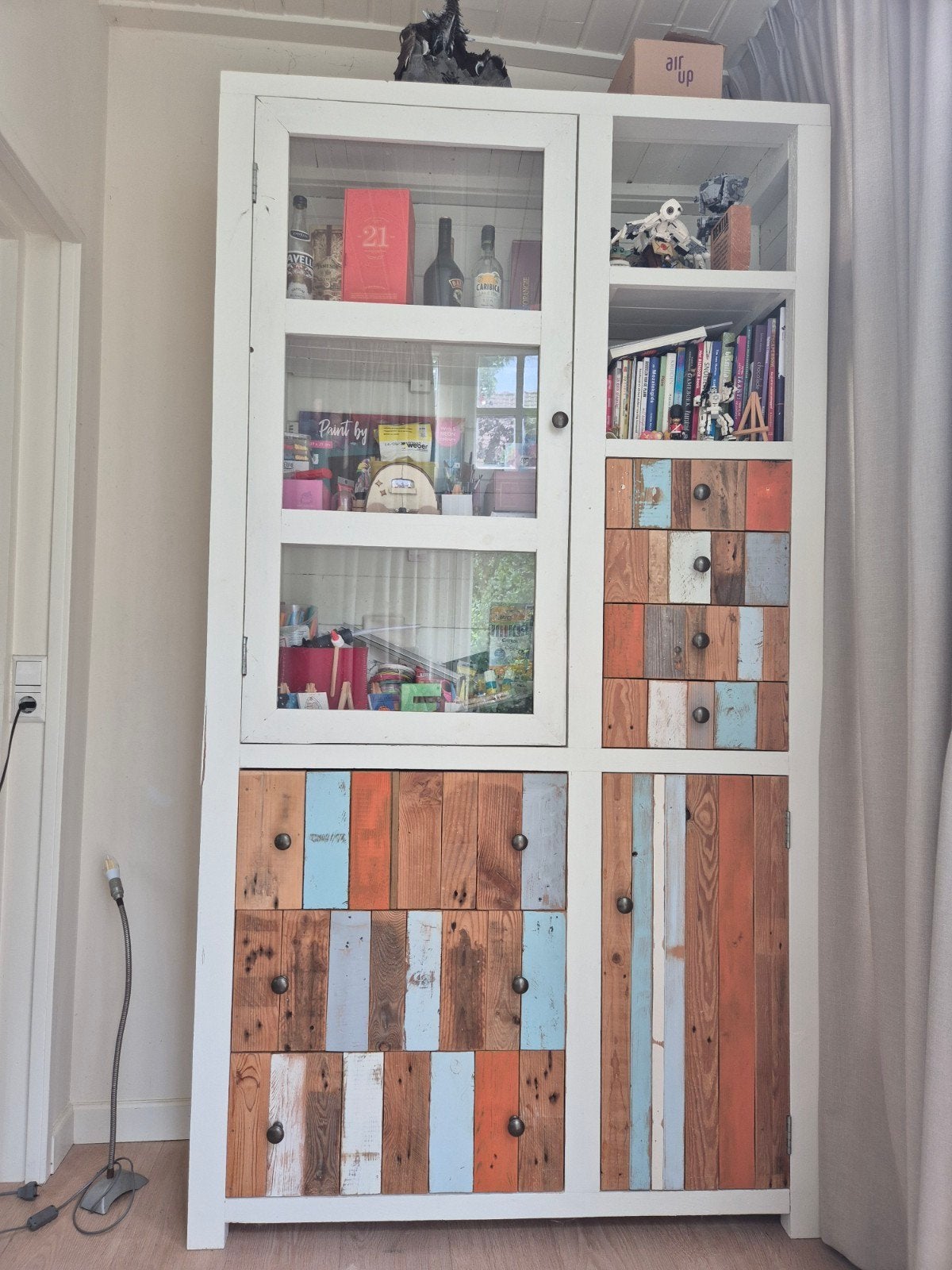wandkast en tv kast, meubelmaker, mix nieuw en sloophout, Huis en Inrichting, Kasten | Wandmeubels, Ophalen, Gebruikt, 200 cm of meer