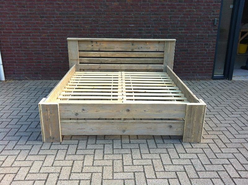 Bed steigerhout, Ophalen, Bruin, Steigerhout, 200 cm