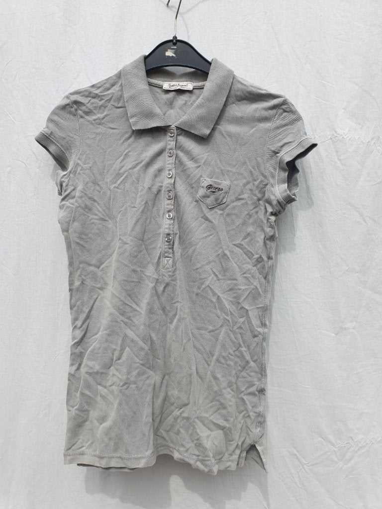 Leuke grijze dames polo. mt S. Merk Guess Jeans, ., Ophalen of Verzenden, Zo goed als nieuw, Korte mouw