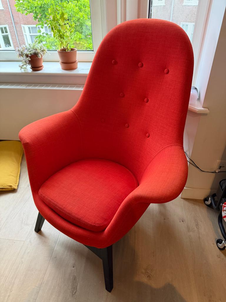 Ikea Benarp fauteuil rood - Comfortabele designstoel, Ophalen, Gebruikt, Rood, Eén