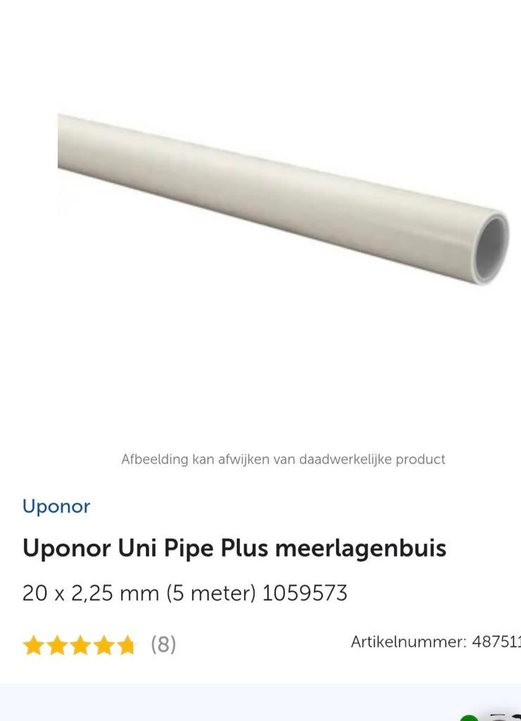 Uponor Uni Pipe Plus meerlagenbuis 20 x 2,25 mm (125 meter), Ophalen, Overige materialen, 6 meter of meer, Overige typen
