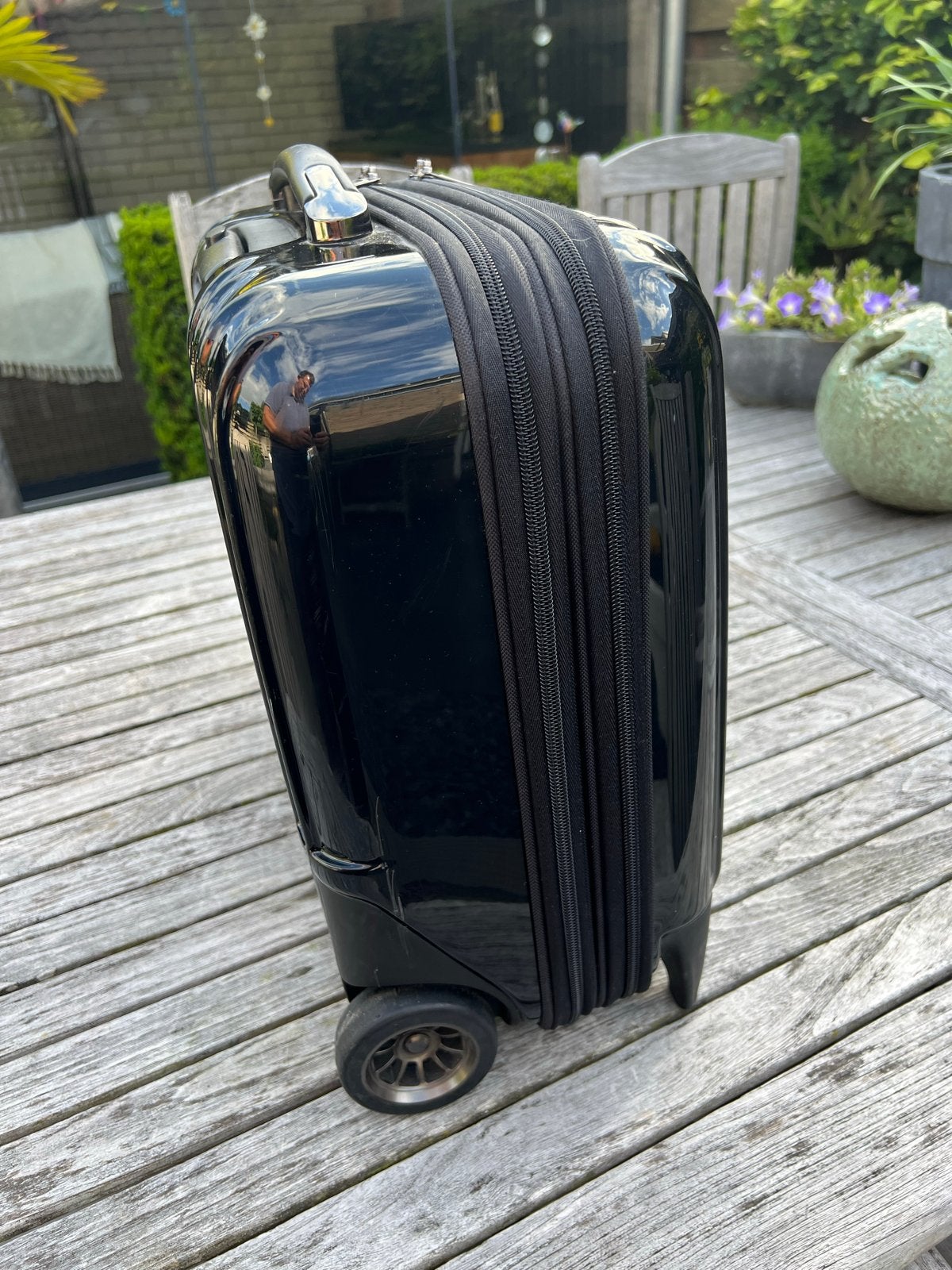 Zwarte Worldtraveller Handbagage Koffer met Wieltjes, Gebruikt, Hard kunststof, Slot, Minder dan 50 cm