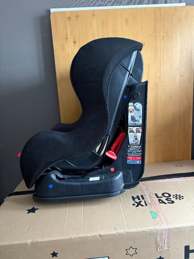 HEMA autostoel baby 75-105cm zwart met witte stip, Autogordel, 9 t/m 18 kg, Nieuw, Ophalen