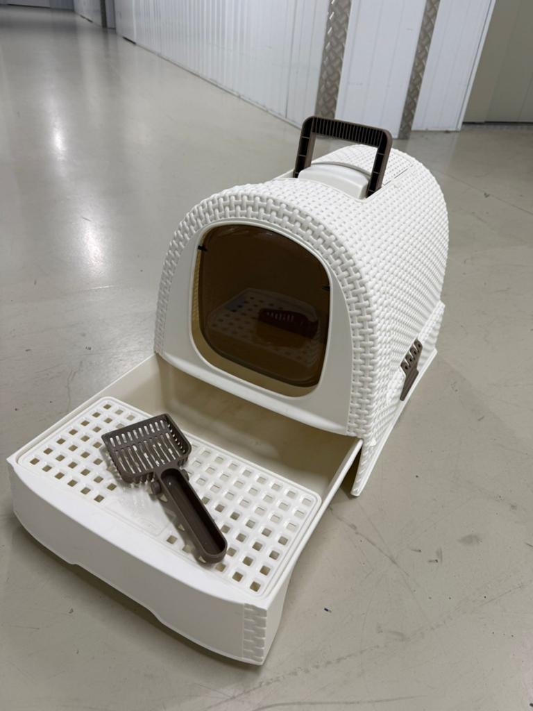 Kattenbak curver met luik, schepje in beige, Dieren en Toebehoren, Ophalen, Gebruikt, Gesloten
