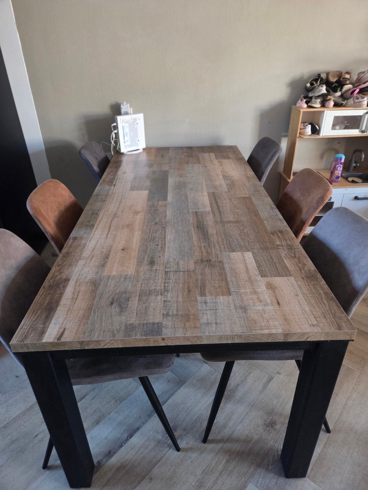 Eettafel met 6 stoelen - 190x90x77 cm, Huis en Inrichting, Ophalen of Verzenden, Gebruikt, Vijf, Zes of meer stoelen