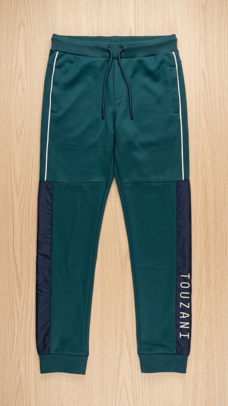 Touzani trainingsbroek - Groen met blauw en wit, Ophalen of Verzenden, Zo goed als nieuw, Maat 48/50 (M), Groen